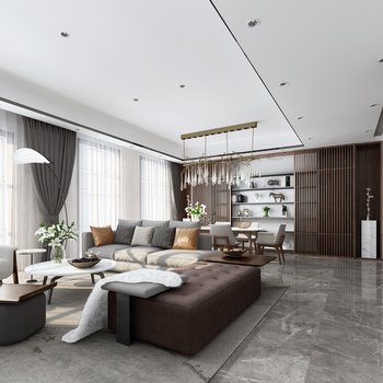 太谷设计 天津融创253别墅 现代客餐厅3d模型