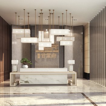 景地组室内设计 桂林 · 绿涛甘棠府售楼部-接待台3d模型