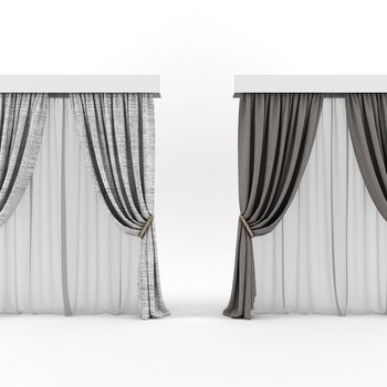 现代窗帘组合3d模型