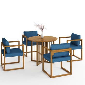 研篁 新中式椅子洽谈圆桌休闲椅组合3d模型