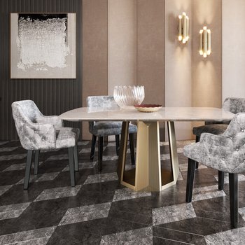英国Brunotarsia 现代奢华餐桌椅组合3d模型
