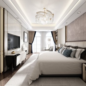 RWD黄志达设计现代奢华别墅卧室3d模型