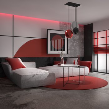 现代红色客厅