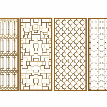 新中式花格 金属3d模型