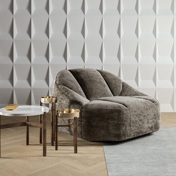 Gallotti&Radice现代单人沙发边几组合3d模型
