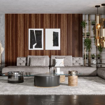 Gallotti&Radice现代轻奢客厅沙发茶几组合3d模型