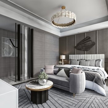 布鲁盟设计 现代卧室3d模型