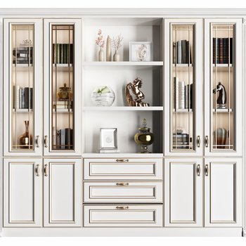 简欧实木书柜组合