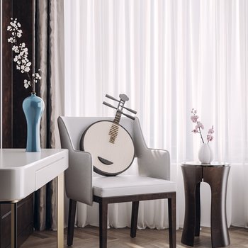 H DESIGN设计新中式单椅边几边桌琵琶组合