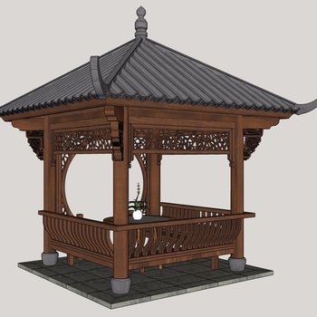 户外亭子su模型下载