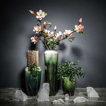 新中式植物花瓶组合