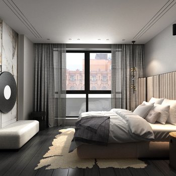 R.C CLEAR  俄罗斯莫斯科现代公寓卧室3d模型