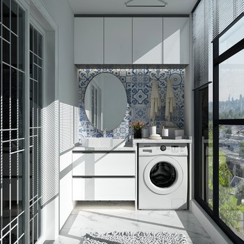 现代阳台洗衣机组合
