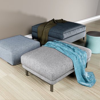 现代布艺沙发凳圆凳组合