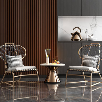 现代椅子茶几台灯组合3d模型