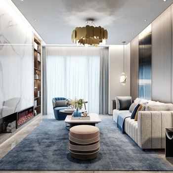 SEPD圣易文设计 现代轻奢客厅3d模型