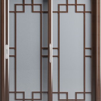 新中式推拉门组合3d模型下载