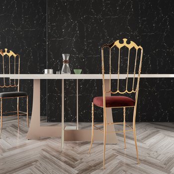现代奢华餐桌椅组合3d模型