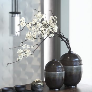 新中式花瓶茶具吊灯组合