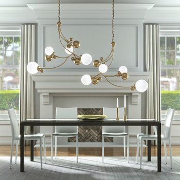 现代简欧餐桌椅吊灯组合3d模型