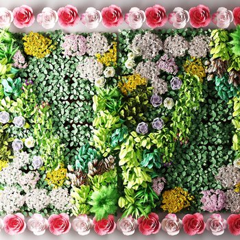北欧绿植花朵墙3d模型