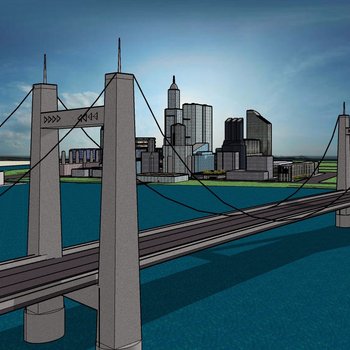现代城市跨江大桥