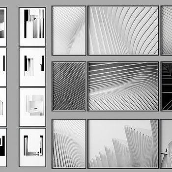 后现代建筑黑白抽象挂画