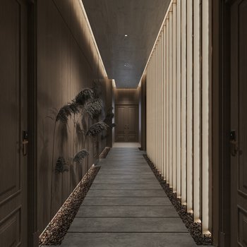 新中式玄关走廊3d模型