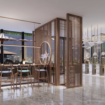 新中式咖啡厅3d模型