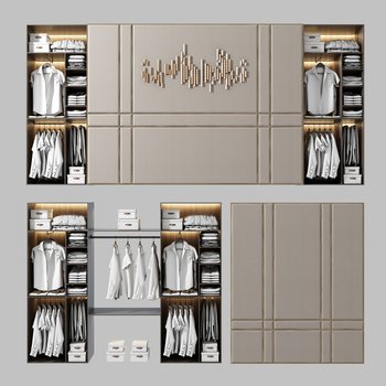 现代衣柜衣橱背景墙组合3d模型