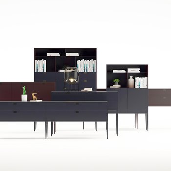 意大利Maxalto 现代电视柜边柜书柜模型