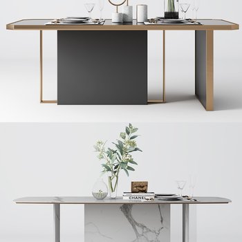 现代轻奢餐桌3d模型