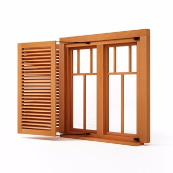 现代木栅格窗户