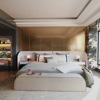  邱德光设计 现代轻奢卧室3d模型