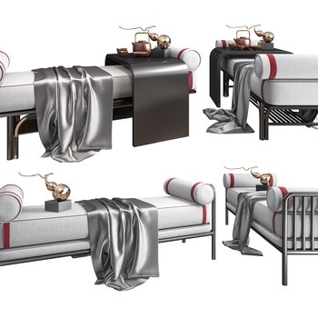 新中式床尾凳组合3d模型