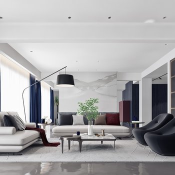 北岩设计 现代客厅3d模型