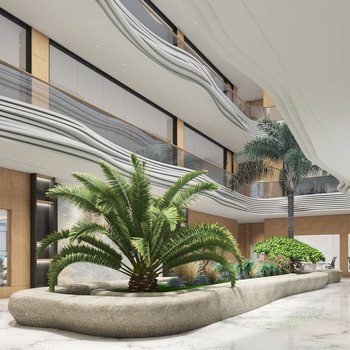 现代中庭景观接待区3d模型