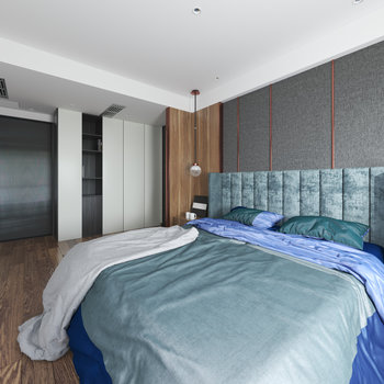 力设计 现代轻奢卧室3d模型