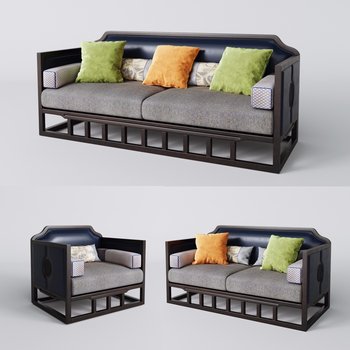 新中式沙发组合3d模型