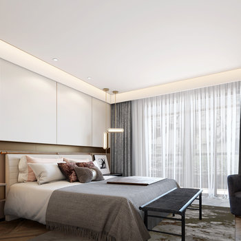 上海岳蒙设计 泰山院子下叠户型样板间 现代卧室3d模型