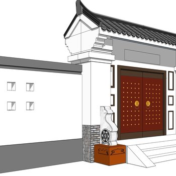 中式古典门楼大门