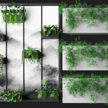 植物隔断屏风3d模型