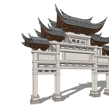 中式古典门楼大门