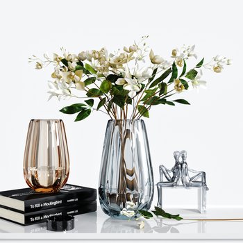 现代简约彩色透明花瓶摆件