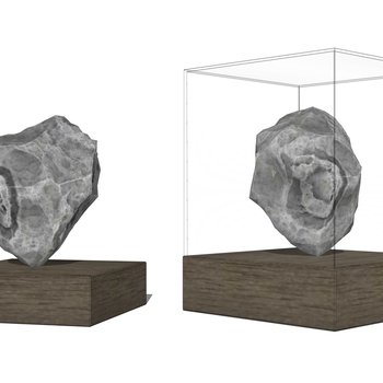 现代石头雕塑摆件su模型