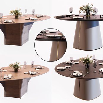 现代轻奢餐桌组合3d模型