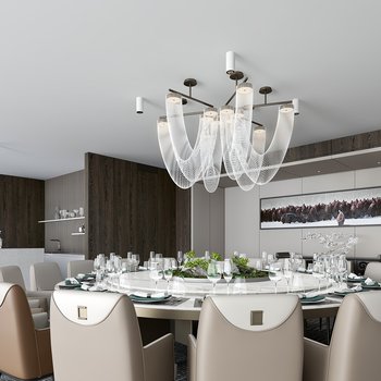 零次方设计 现代客餐厅3d模型