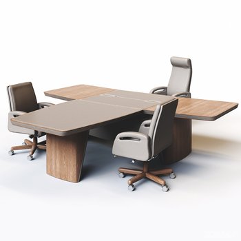 现代办公桌办公椅3d模型