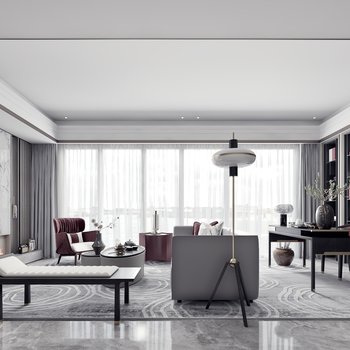 KOYI柯翊设计 新中式客厅3d模型