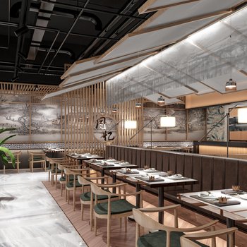 新中式同忆餐厅3d模型